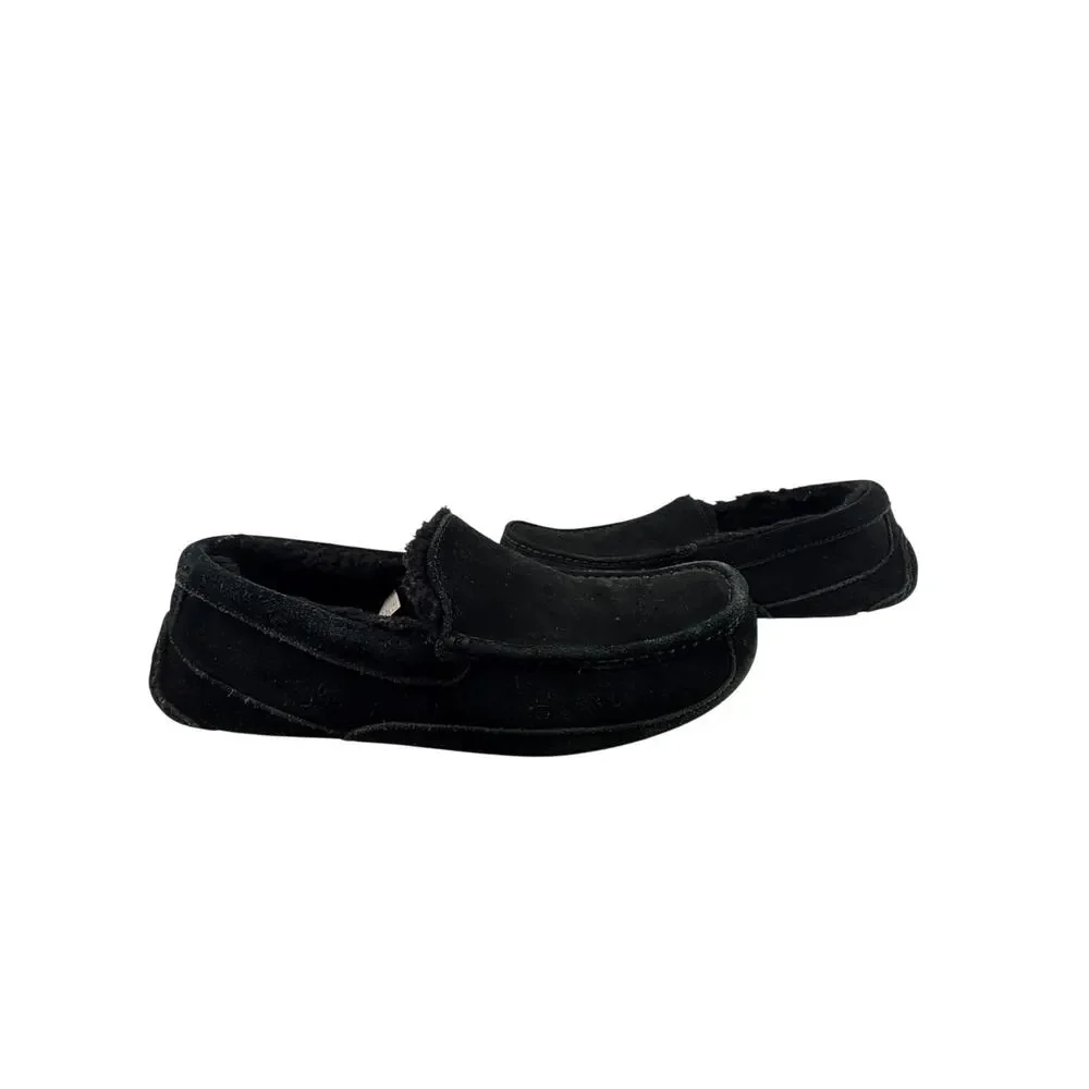 Ugg Black Suede Mens Ascot Slipper Size 12 Sheepskin Causal
